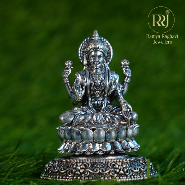 Silver Lakshmi Devi on Lotus Flower