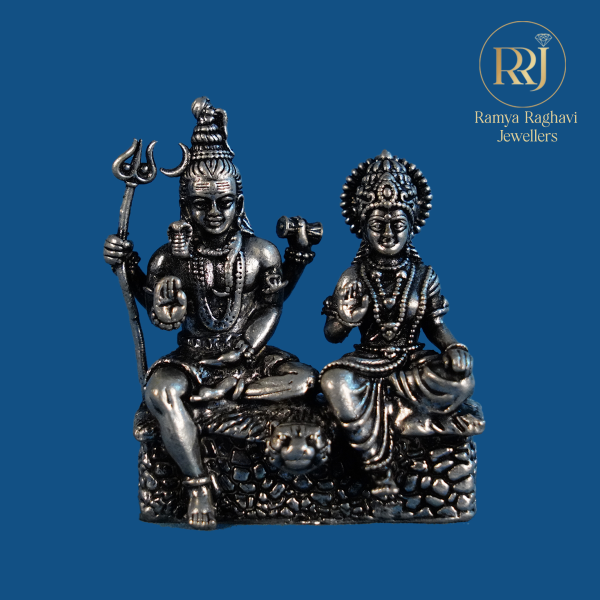 Silver Murti of Shiva and Parvati