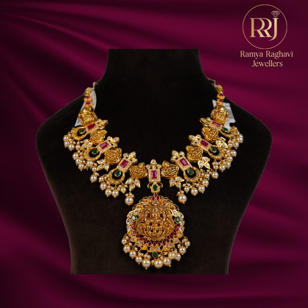 Gold Lakshmi Chandbali Necklace