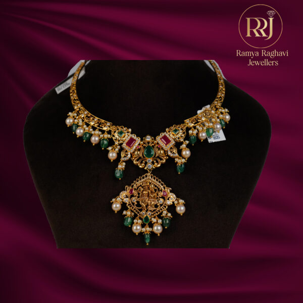 Gold Necklace with Radha Krishna Design