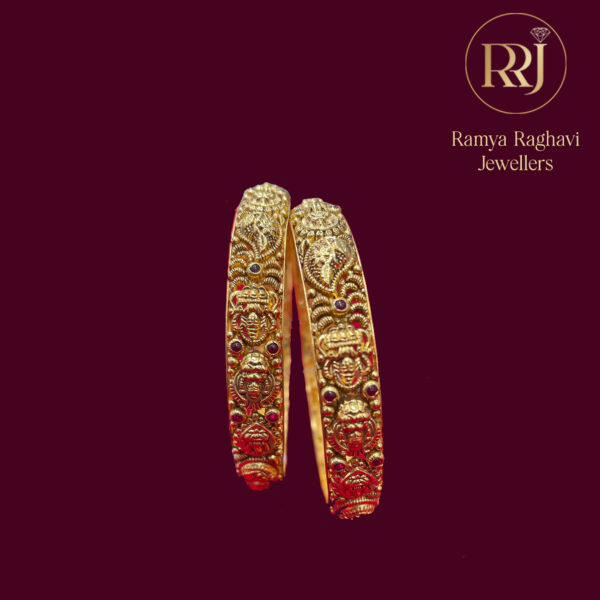 Gold Bangles with Lakshmi Motifs & Mango