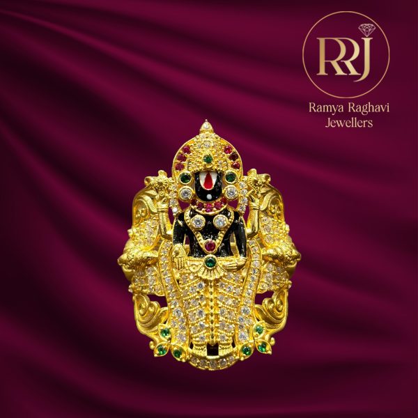 Gold Venkateswara Long Ring