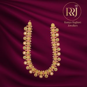 Gold Multi Devi Kasu Haram with Small Stones
