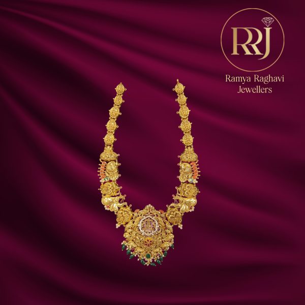 Gold Statement Necklace with Krishna Design