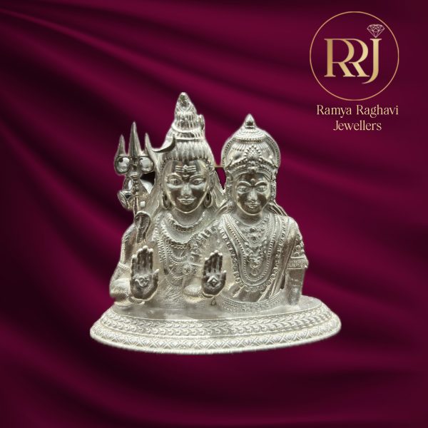 Silver Shiva Parvathi Idol