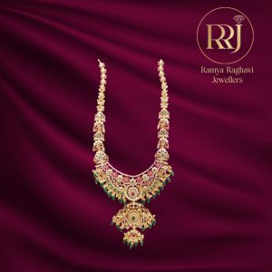Unique Gold Peacock Necklace with Flowers