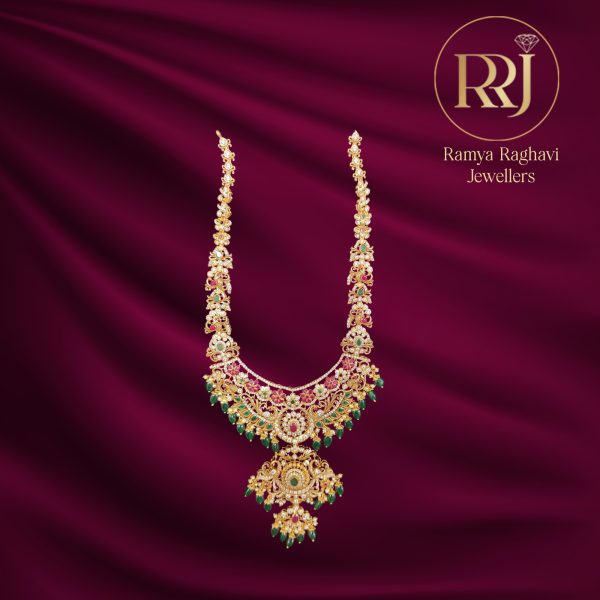 Unique Gold Peacock Necklace with Flowers