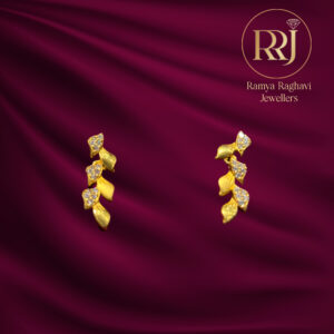Diamond Leaf Gold Climber Earrings