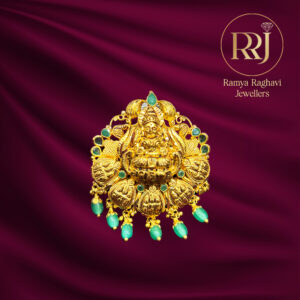 Emerald Lakshmi Gold Locket