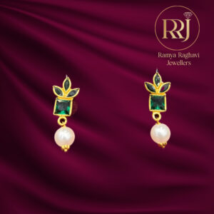 Emerald Pearl Gold Studs