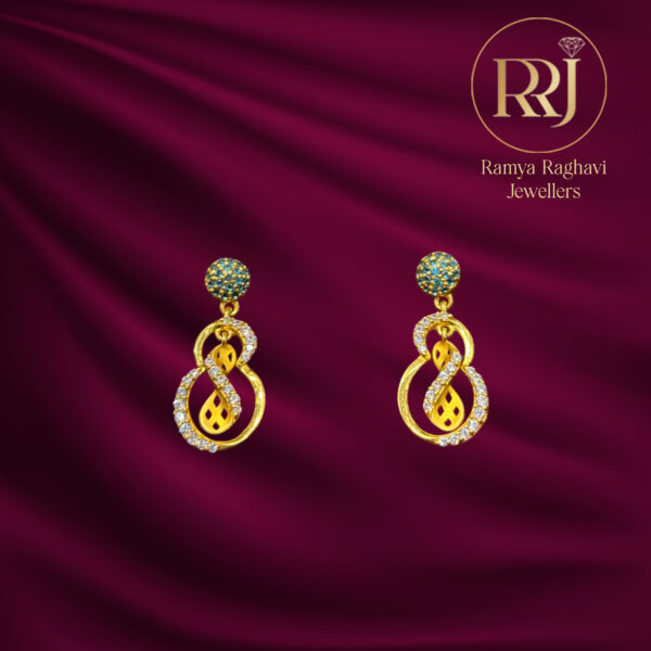 Emerald Swirl Gold Drop Earrings
