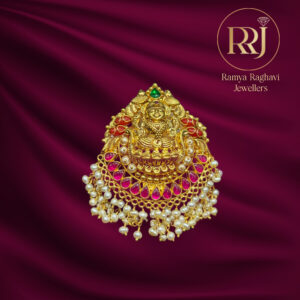 Ruby Lakshmi Gold Pendant with Pearls