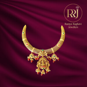 Auspicious Gold Lakshmi Choker with Gemstones & Pearls