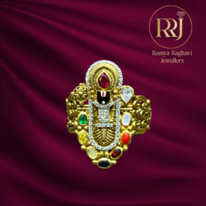 Auspicious Gold Navaratna Balaji Ring