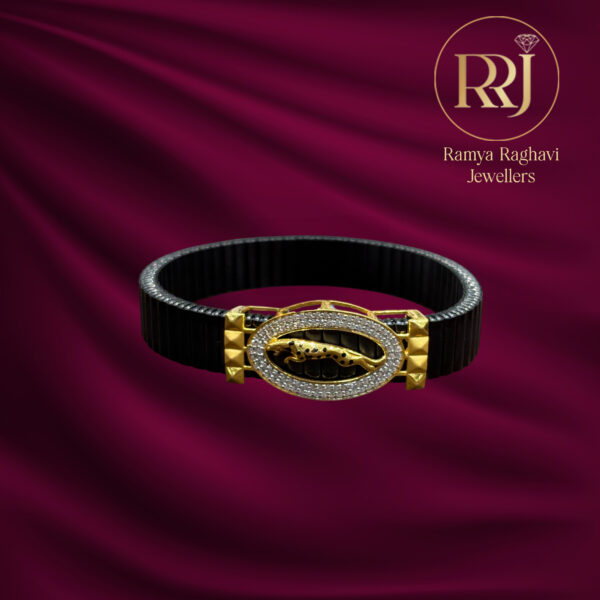 Contemporary Gold & Leather Leopard Bracelet
