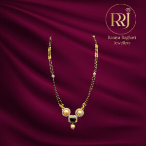Elegant Gold Mangalsutra with Pearl & Gemstone Pendants