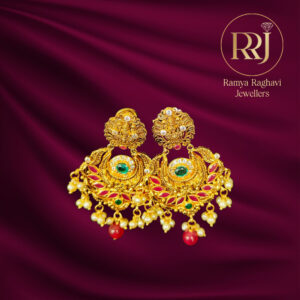 Antique Temple Chandbali Gold Earrings