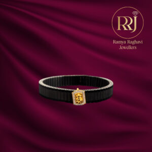 Divine Ganesha Gold Bracelet on Leather Strap