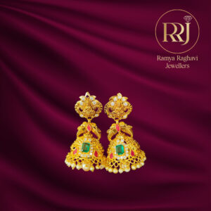 Divine Lakshmi Peacock Gold Jhumka Earrings