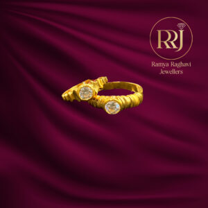 Embossed Geometric Couple Gold Rings