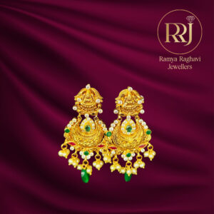 Exquisite Lakshmi Chandbali Gold Earrings