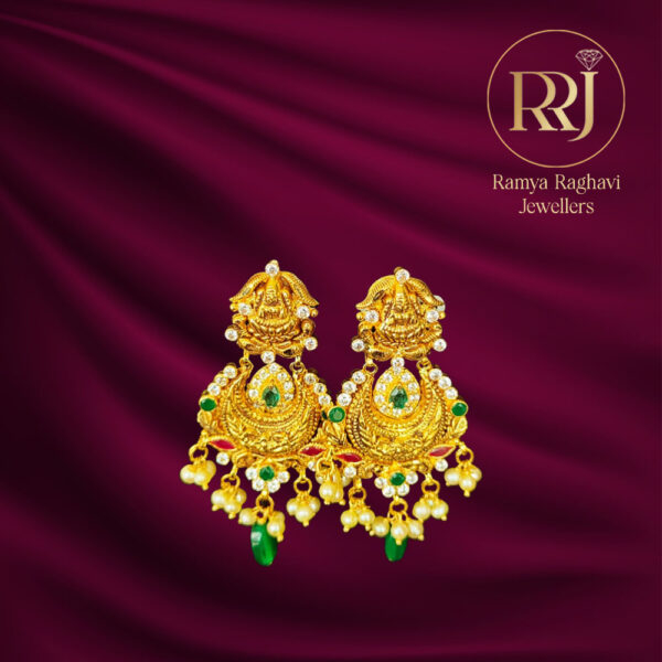 Exquisite Lakshmi Chandbali Gold Earrings