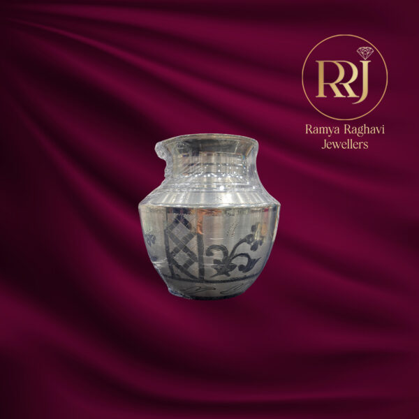 Floral Engraved Silver Pooja Kalash