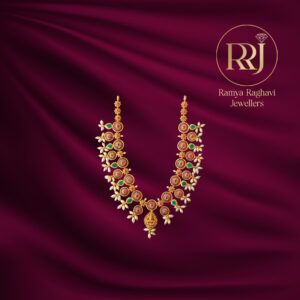 Floral Lakshmi Gemstone Gold Necklace