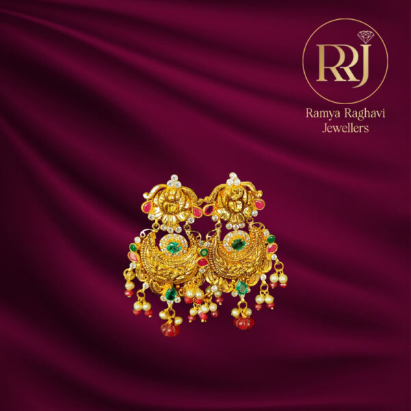 Ornate Ruby Emerald Gold Earrings