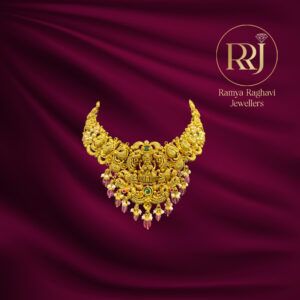 Antique Temple Gold Necklace with Lakshmi