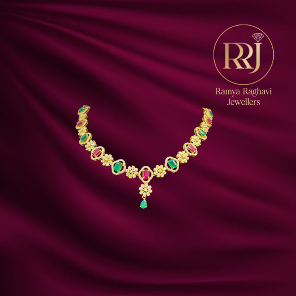 Ruby Emerald Gold Necklace